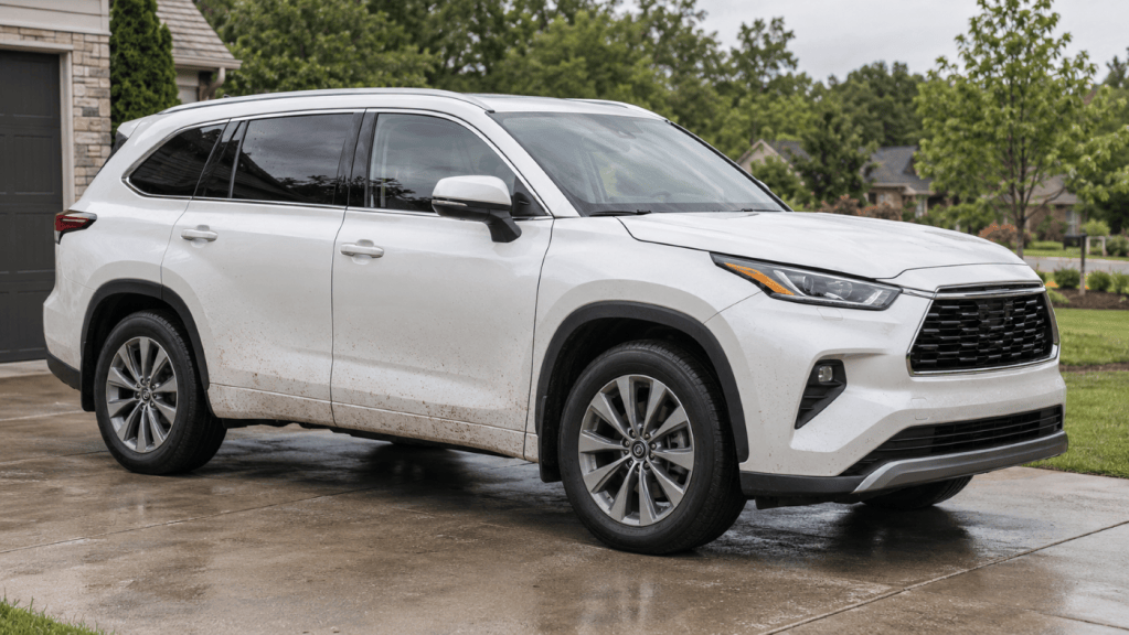 Orange spots on car paint white suv