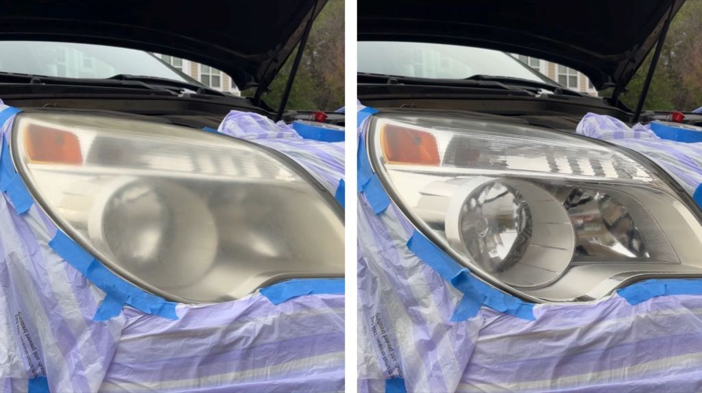 Headlight restoration before and after