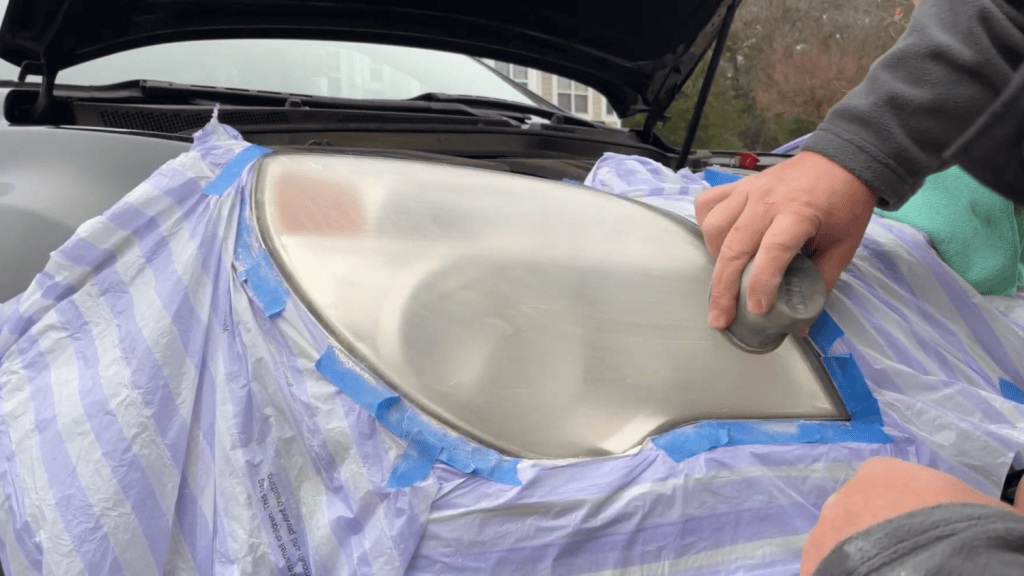 Headlight restoration sanding